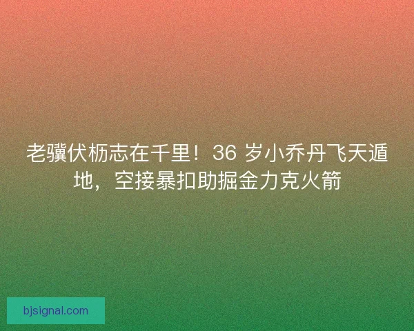 老骥伏枥志在千里！36 岁小乔丹飞天遁地，空接暴扣助掘金力克火箭