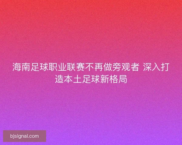 海南足球职业联赛不再做旁观者 深入打造本土足球新格局