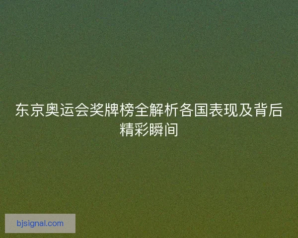 东京奥运会奖牌榜全解析各国表现及背后精彩瞬间