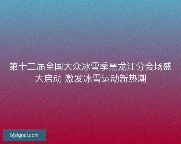第十二届全国大众冰雪季黑龙江分会场盛大启动 激发冰雪运动新热潮
